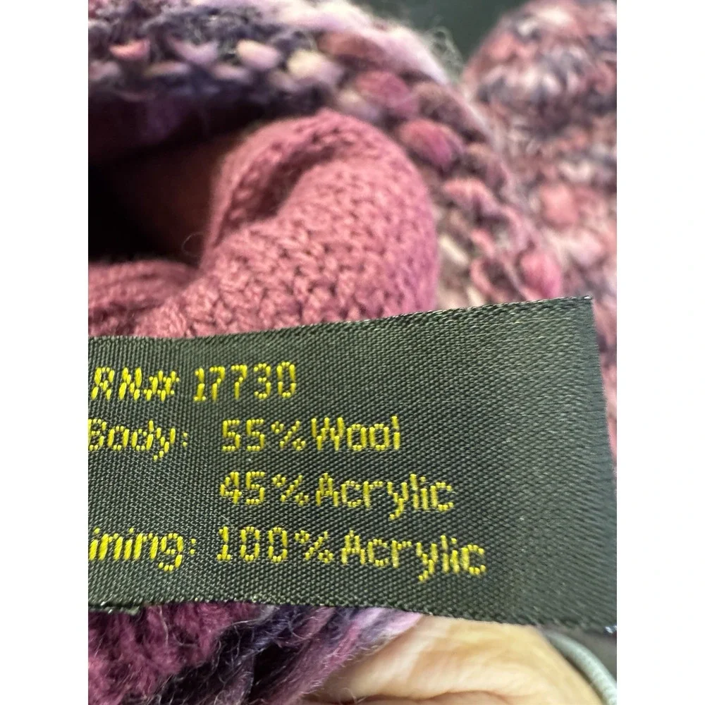 Crochet Winter Hat and Mittens Beanie ‎ Cap  Adult Size Chunky warm Pink Purple